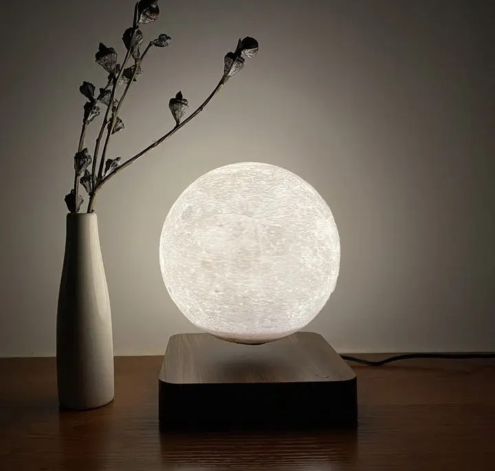 Rising Moon Lamp - Floating and Rotating Moon Light - Night Light for Office, Home, Room Decor, Multiple Colors